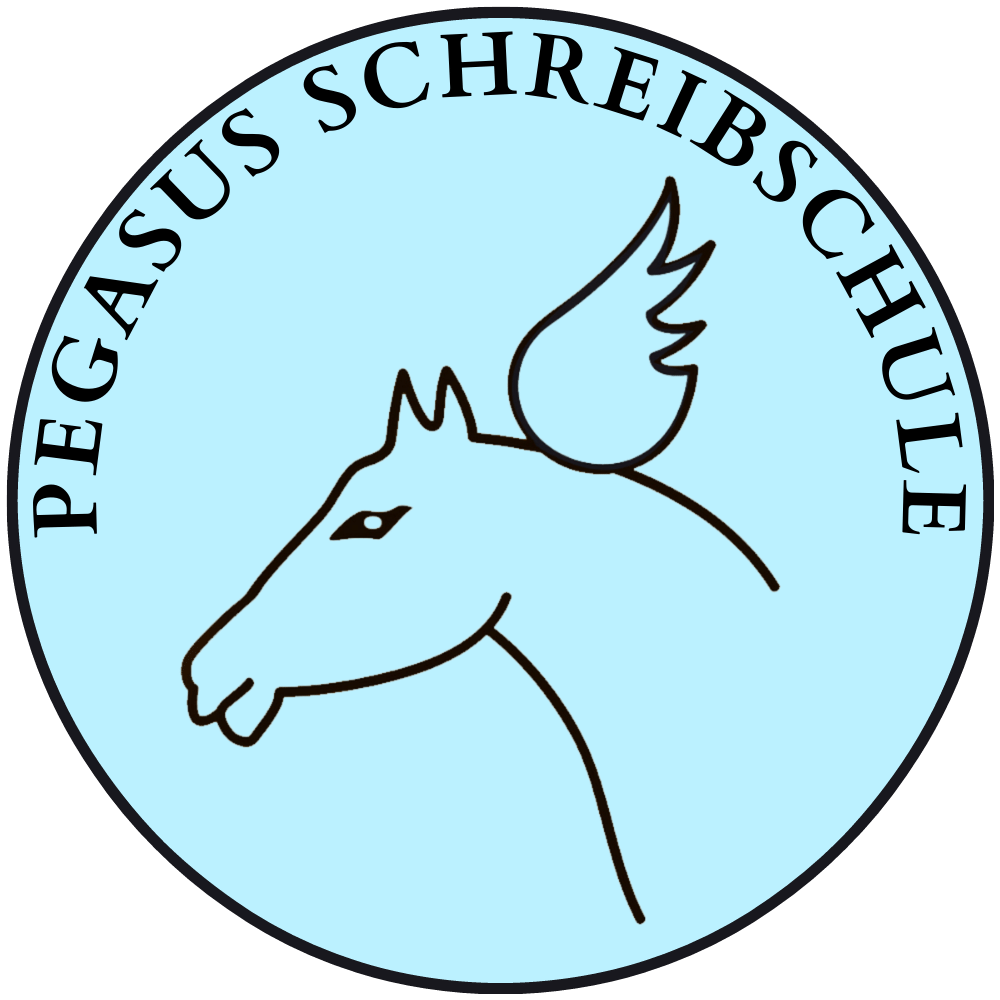 Logo der Pegasus Schreibschule in blau